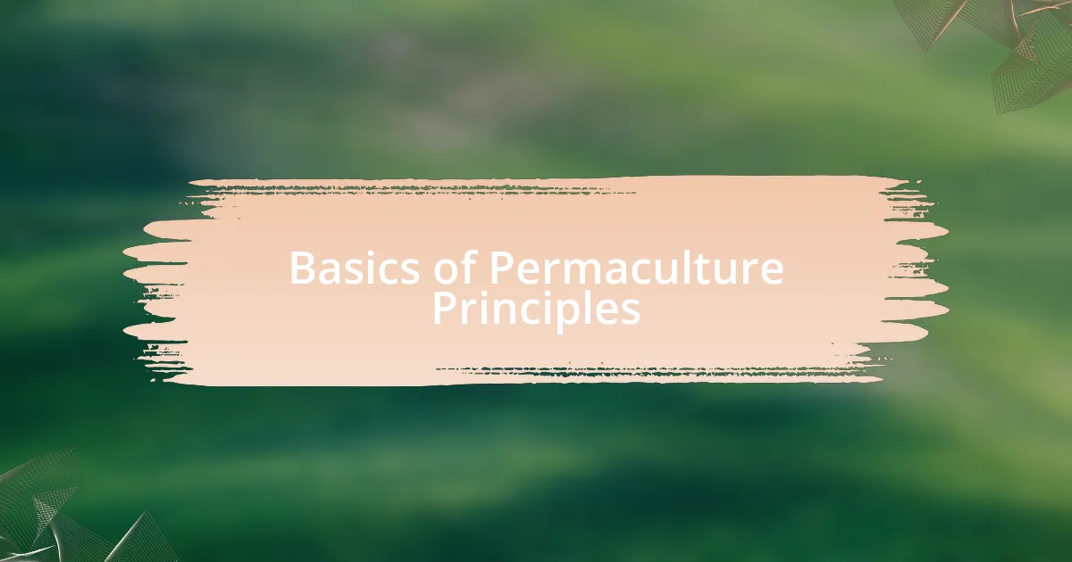 Basics of Permaculture Principles
