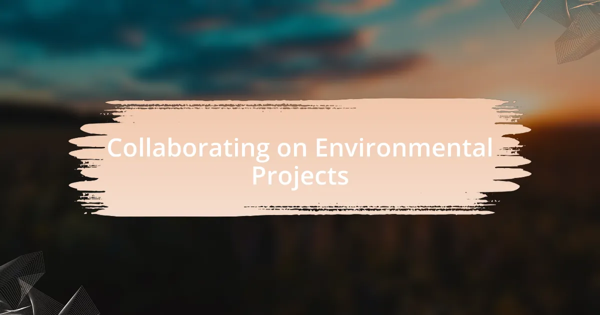 Collaborating on Environmental Projects