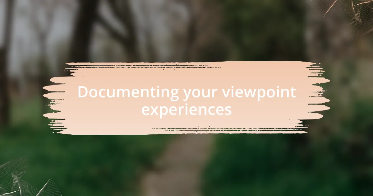 Documenting your viewpoint experiences