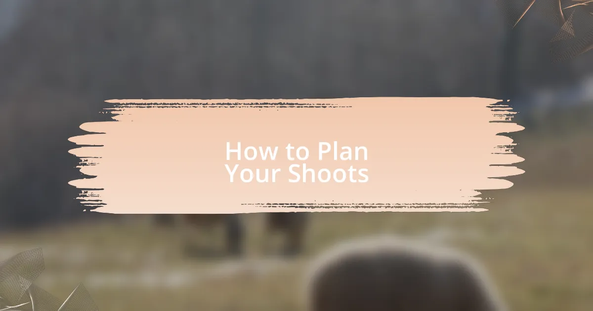 How to Plan Your Shoots