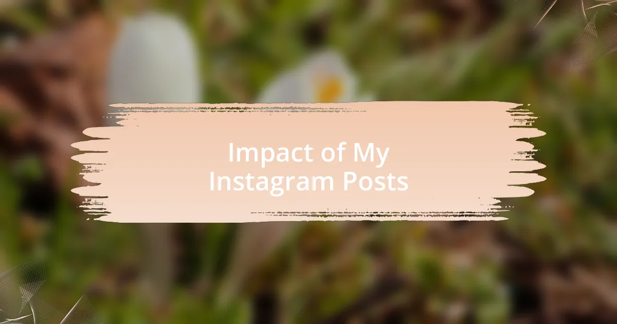 Impact of My Instagram Posts