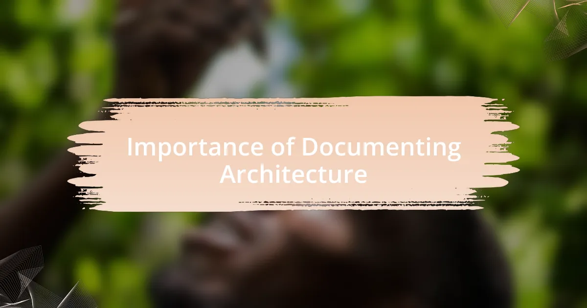Importance of Documenting Architecture