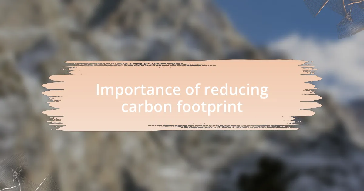 Importance of reducing carbon footprint