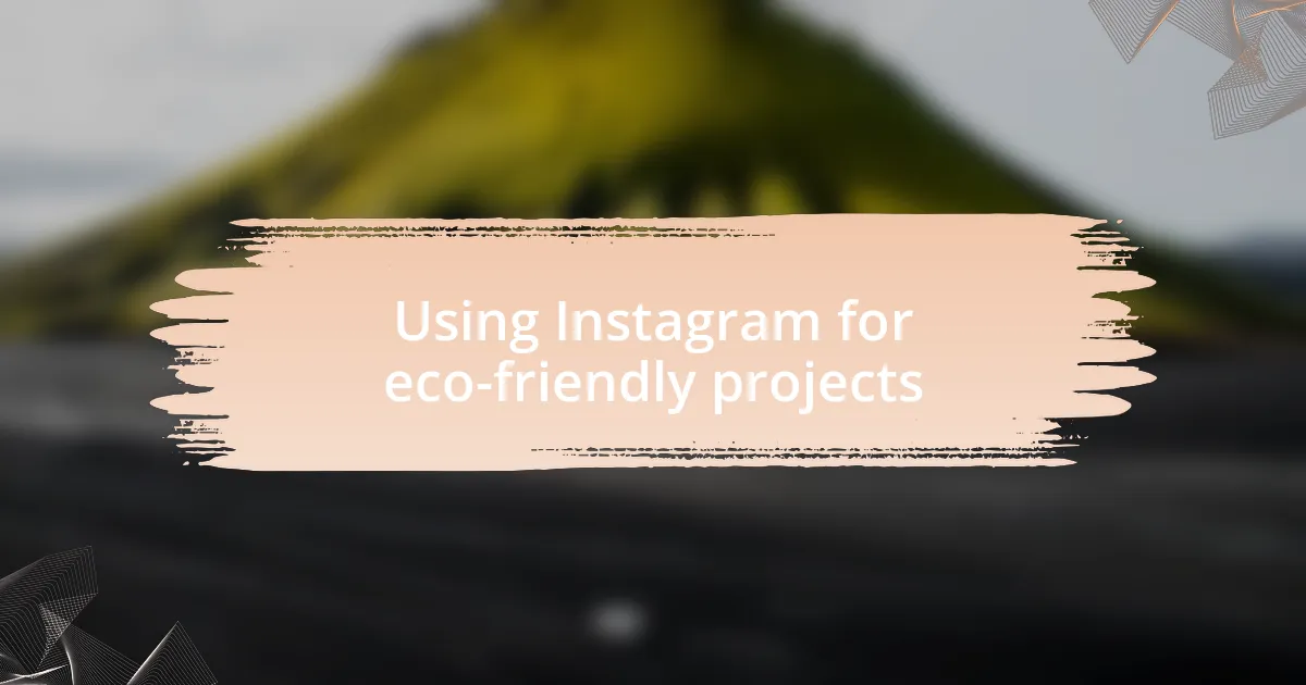 Using Instagram for eco-friendly projects